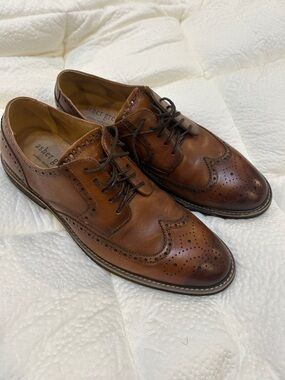 Asher Green Men's Brown Leather Wingtip Oxfords